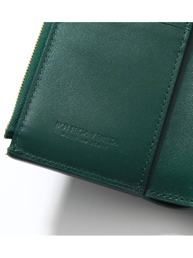 Cassette Tri-Fold Zipper Half Wallet Emerald Green - BOTTEGA VENETA - BALAAN 7