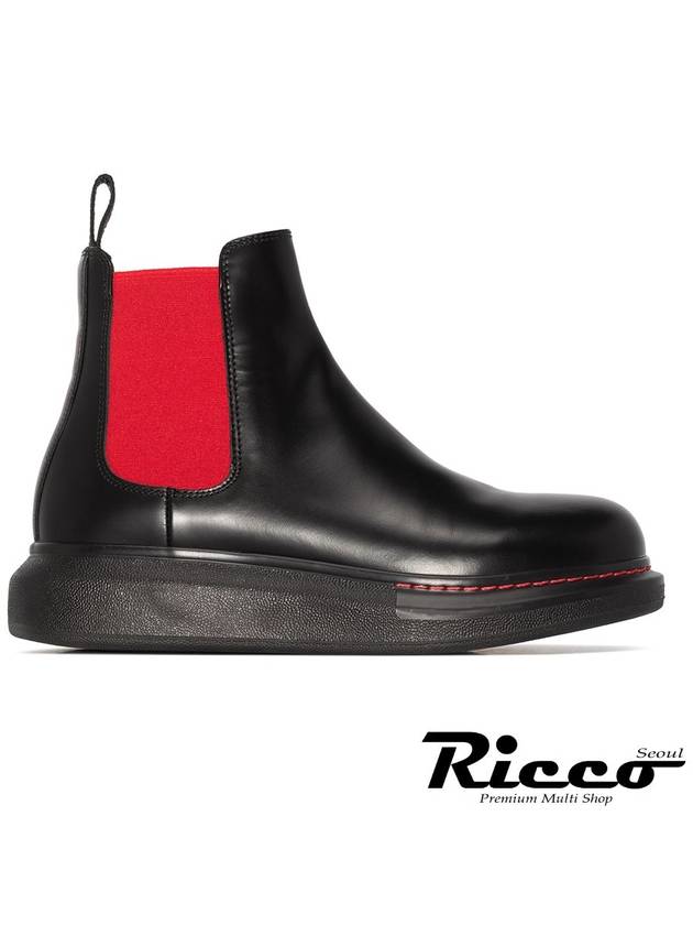 Contrast Panel Chelsea Boots Red Black - ALEXANDER MCQUEEN - BALAAN.