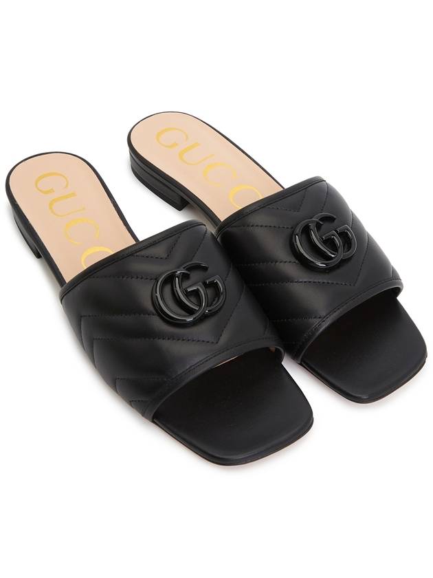 Double G Leather Slide Slippers Black - GUCCI - BALAAN 4