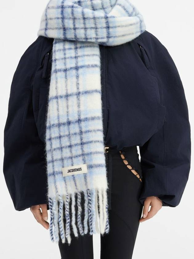 L’echarpe Carro Le Chouchou Jacquard Check Scarf Light Blue - JACQUEMUS - BALAAN 9