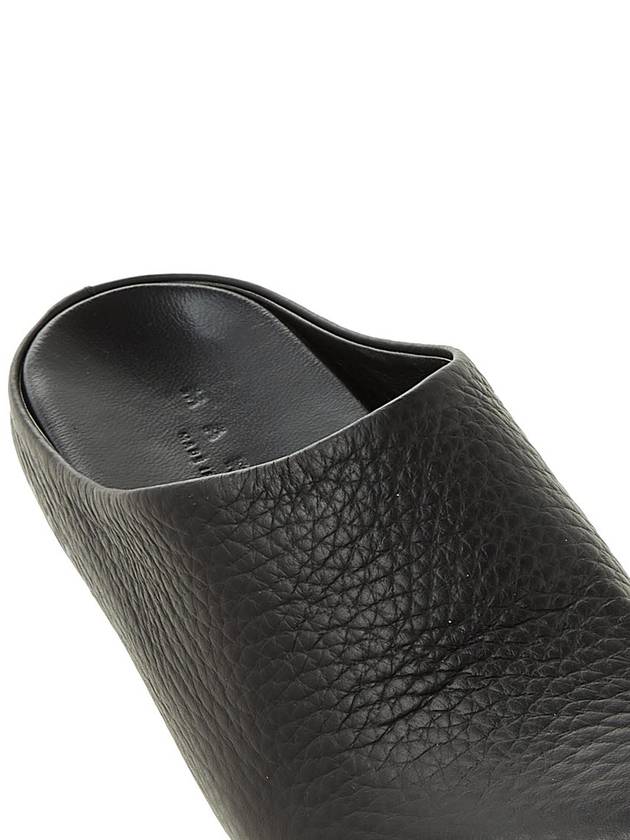 Logo Grain Leather Mule Black - MARNI - BALAAN 9