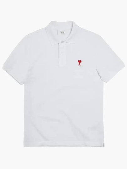 Heart Logo Polo Shirt White - AMI - BALAAN 2