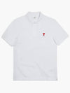 Heart Logo Polo Shirt White - AMI - BALAAN 3