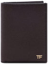 Small Grain Leather Card Wallet Brown - TOM FORD - BALAAN 3