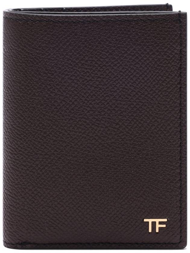 Small Grain Leather Card Wallet Brown - TOM FORD - BALAAN 3