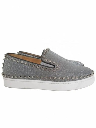 Silver Glitter Slips-On Grey - CHRISTIAN LOUBOUTIN - BALAAN 1