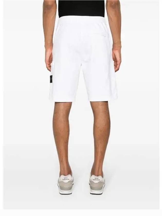 Cotton Fleece Cargo Bermuda Shorts White - STONE ISLAND - BALAAN 5