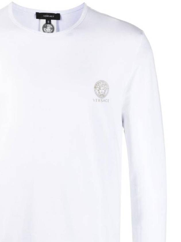 Logo Round Neck Long Sleeve T-Shirt White - VERSACE - BALAAN 3