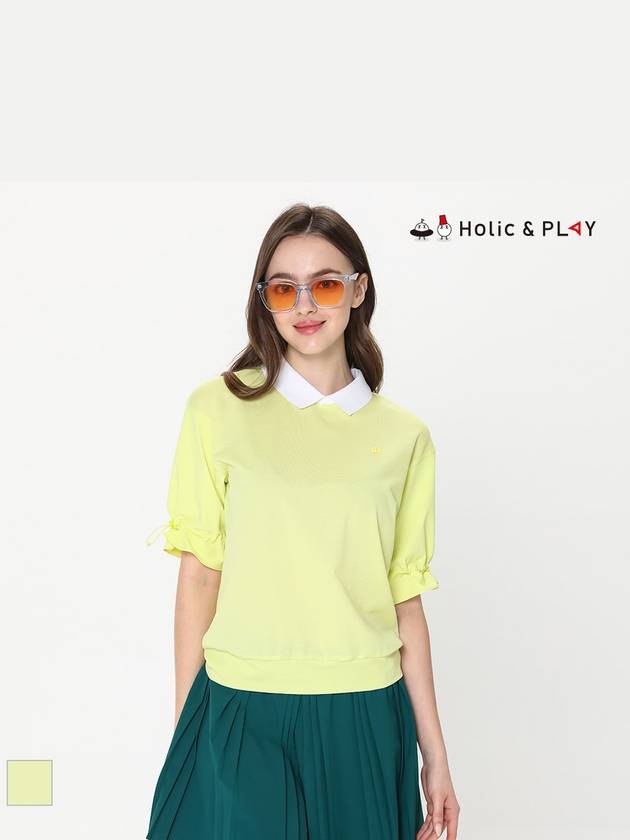 Women s woven sleeve modified round t shirt HE2WTS008 - HOLIC&PLAY - BALAAN 1