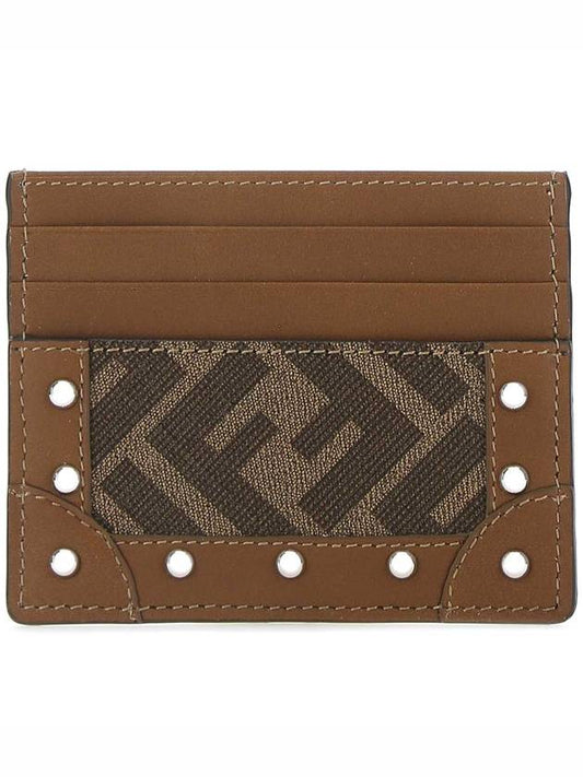 FF fabric studded flat card wallet - FENDI - BALAAN.