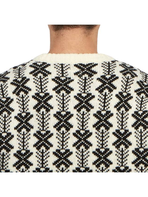 Intarsia Logo Virgin Wool Knit Top White - CP COMPANY - BALAAN 8