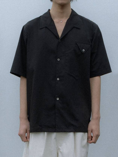 Lapel Open Collar Short Sleeve Shirt Black - IFELSE - BALAAN 1