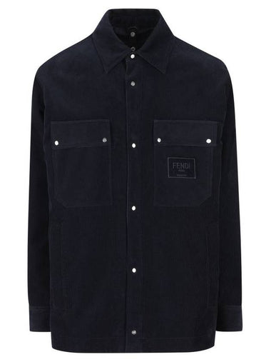 Corduroy Blouson Jacket Navy Blue - FENDI - BALAAN 1