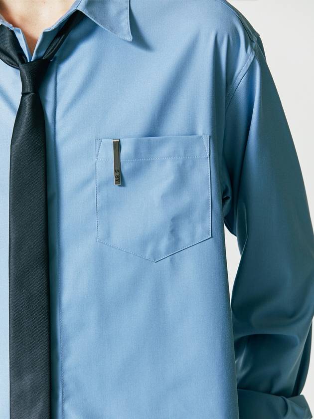 Fine Twill Tip Long Sleeve Shirt Sky Blue - S SY - BALAAN 5