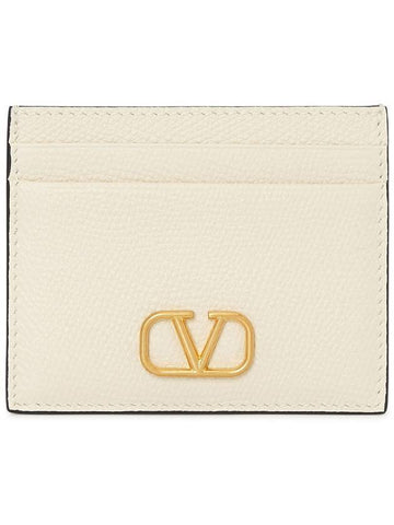 Signature V Logo Card Wallet Ivory - VALENTINO - BALAAN 1