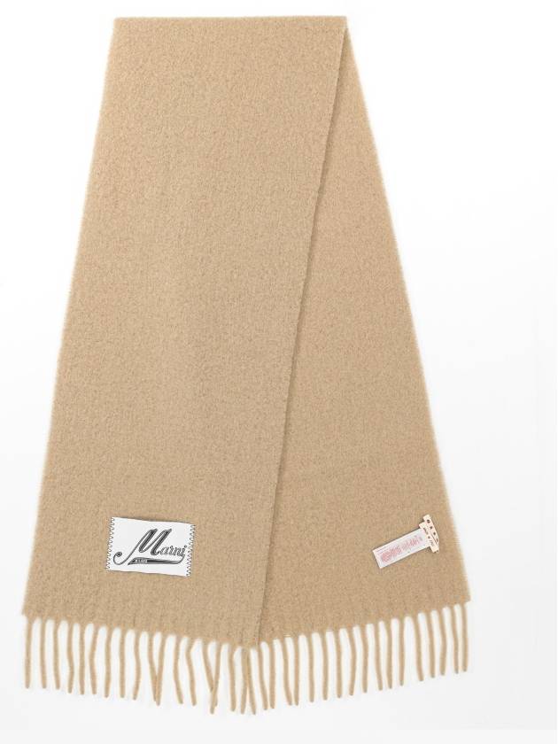 Logo Patch Knit Alpaca Muffler Beige - MARNI - BALAAN 2