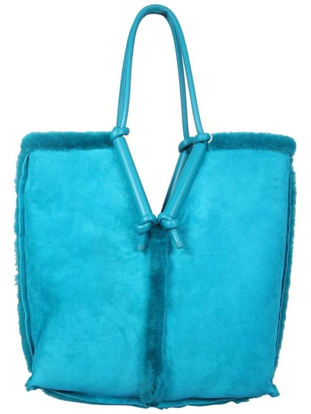 Bowlster Reversible Shearling Tote Bag Blue - BOTTEGA VENETA - BALAAN 6