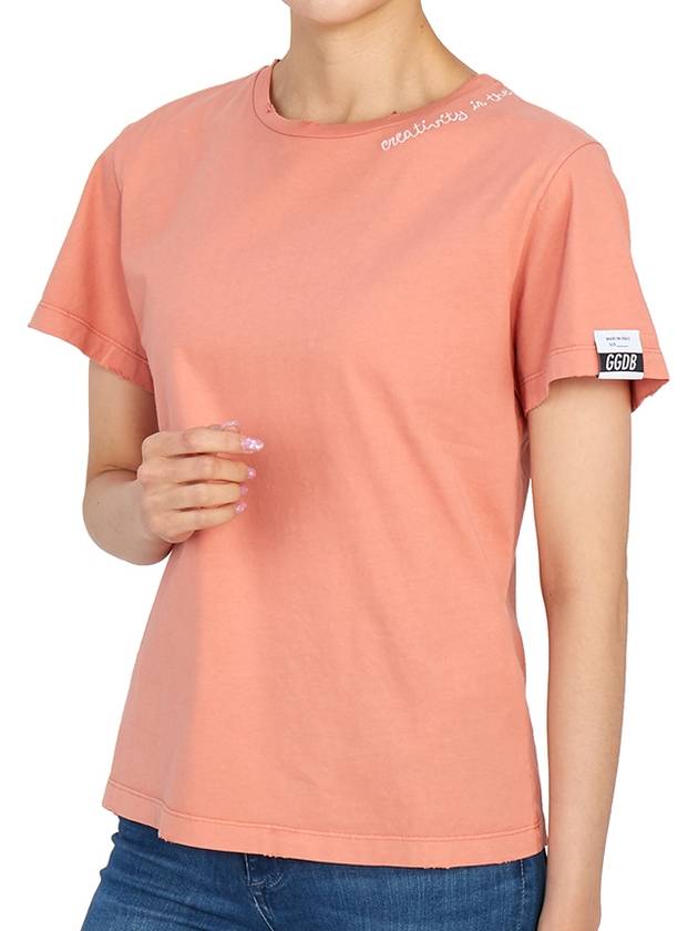 Ania Cotton Crewneck Short Sleeve T-Shirt Pink - GOLDEN GOOSE - BALAAN 8