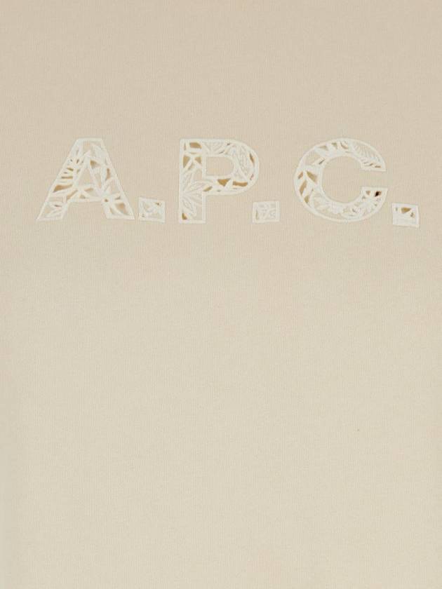 'Annie' Beige T-Shirt With Logo Print On The Front In Cotton Woman - A.P.C. - BALAAN 3