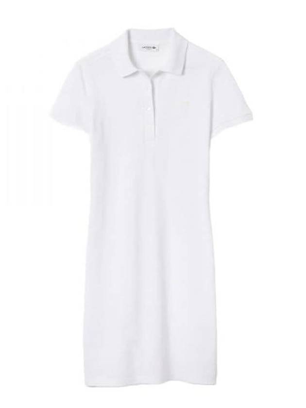 Women's Slim Fit Stretch Cotton Pique Polo Short Dress White - LACOSTE - BALAAN 2