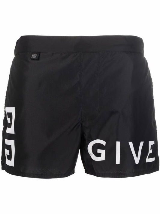 Men's Logo Printing Swim Shorts Black - GIVENCHY - BALAAN.