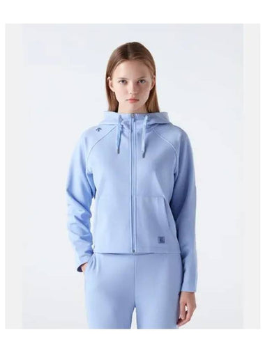 Women s Cotton Modal Brushed Training Hooded Zip Up Light Blue SP322UFT99 - DESCENTE - BALAAN 1