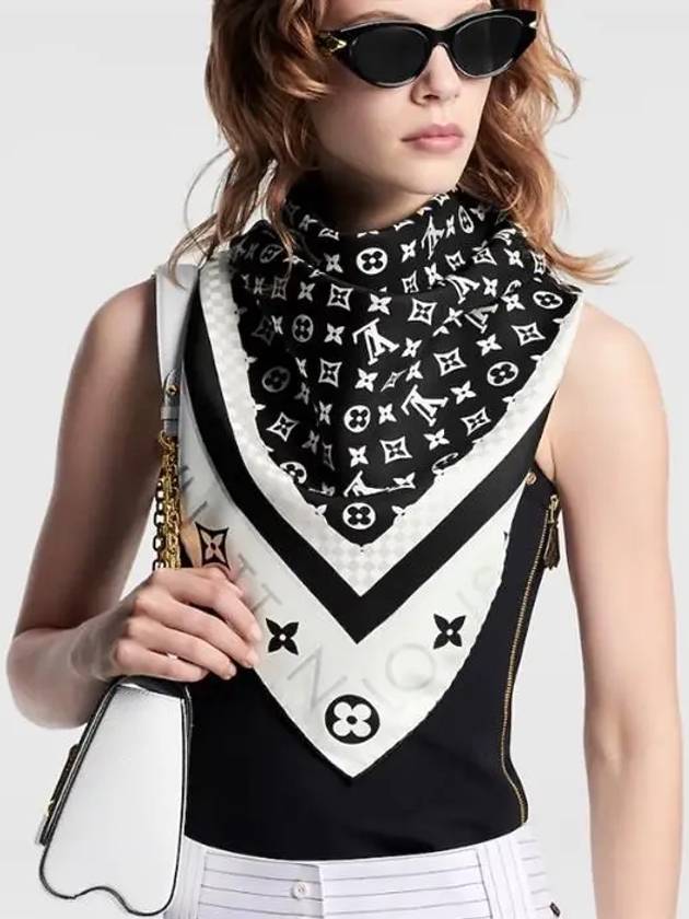 Monogram Infinity Square 90 Scarf Black - LOUIS VUITTON - BALAAN 3