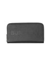 Embossed Logo Leather Zipper Long Wallet Black - BURBERRY - BALAAN 1