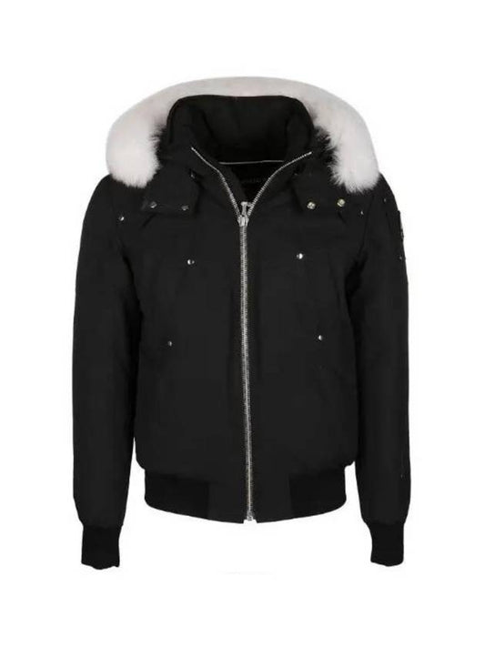 Men's Ballistic Bomber Jacket White Fox Fur Black - MOOSE KNUCKLES - BALAAN 2