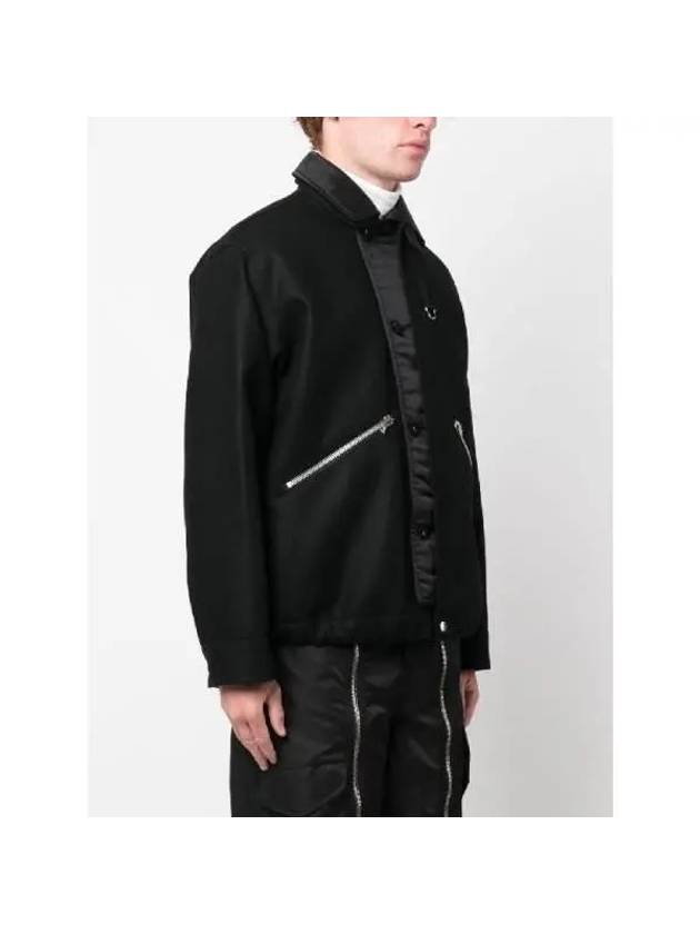 Melton Wool Blouson Jacket Black - SACAI - BALAAN 4