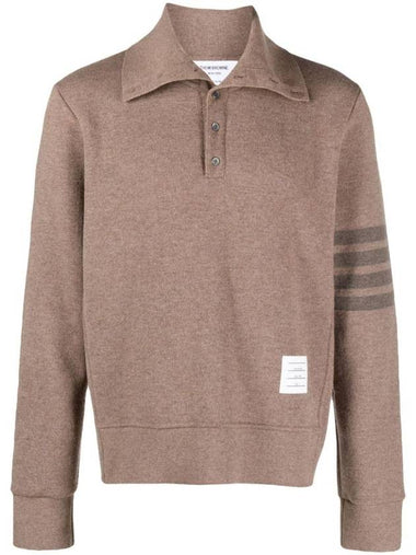 4-Bar Funnel Neck Pullover Knit Top Brown - THOM BROWNE - BALAAN 1