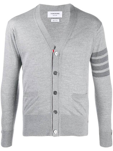 Diagonal Armband Classic Merino Wool Cardigan Grey - THOM BROWNE - BALAAN 1