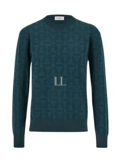 Jacquard Gancini Knit Top Blue - SALVATORE FERRAGAMO - BALAAN 2