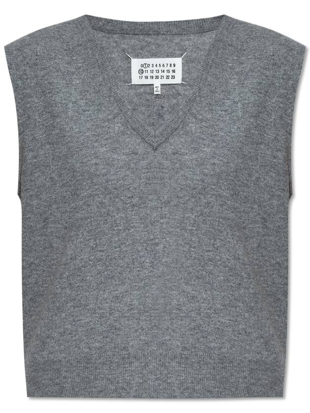 Maison Margiela Wool Vest With V-neckline, Women's, Grey - MAISON MARGIELA - BALAAN 1