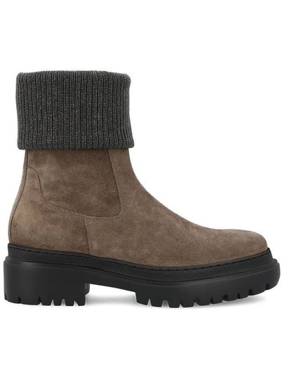 Precious Living Suede Chelsea Boots Bark - BRUNELLO CUCINELLI - BALAAN 2