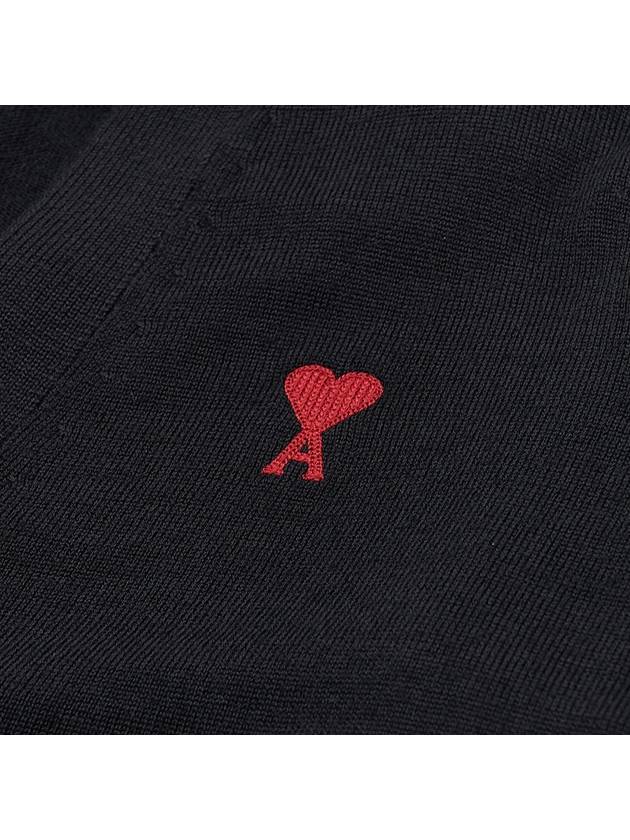 Small Heart Logo Merino Wool Cardigan Noir - AMI - BALAAN 10