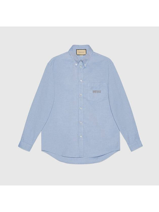 embroidered oxford cotton shirt - GUCCI - BALAAN 1