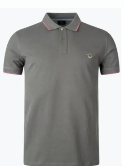 Zebra Logo Regular Fit Short Sleeve Polo Shirt Grey - PAUL SMITH - BALAAN 2