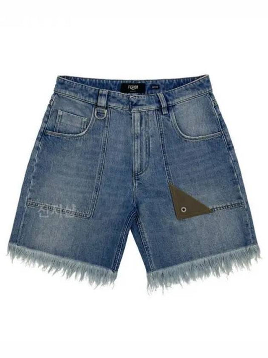 Fringe Denim Shorts Blue - FENDI - BALAAN 2