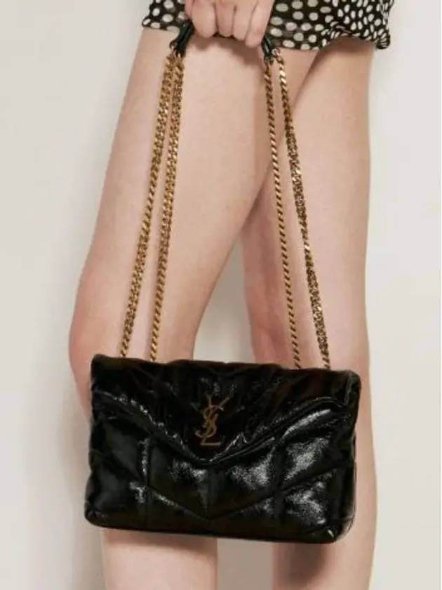 Toy Puffer Quilted Shiny Leather Cross Bag Black - SAINT LAURENT - BALAAN 2