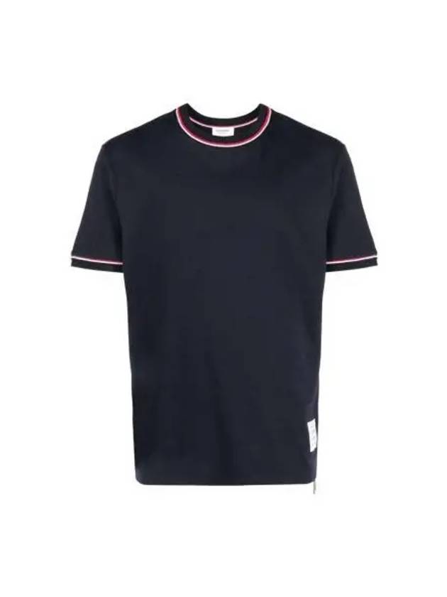 RWB Trimmed Cotton Short Sleeve T-Shirt Navy - THOM BROWNE - BALAAN 2