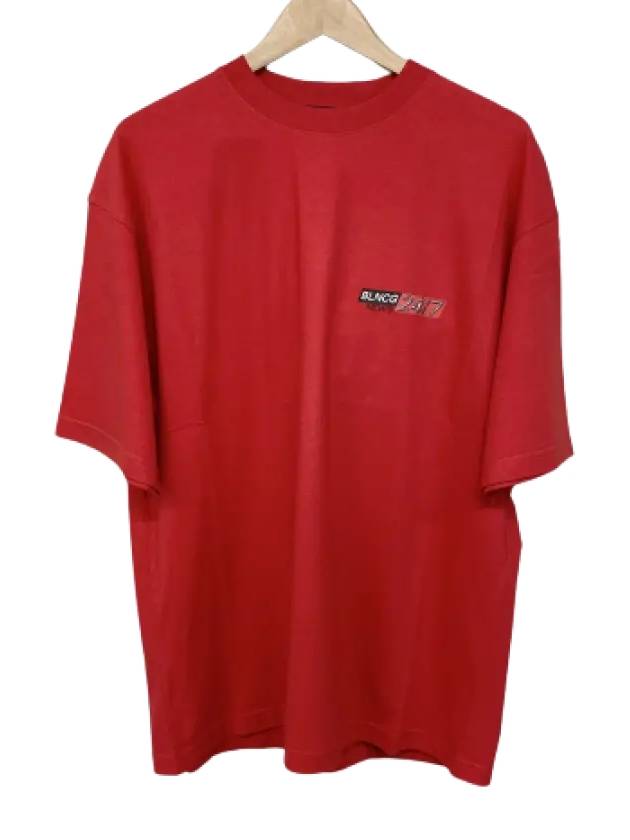 News Logo Print Short Sleeve T-Shirt Red - BALENCIAGA - BALAAN 3