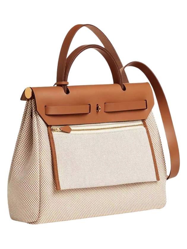 Retourne Viking Canvas Herbag Zip 31 Tote Bag Gold Ecru Beige Fauve - HERMES - BALAAN 4