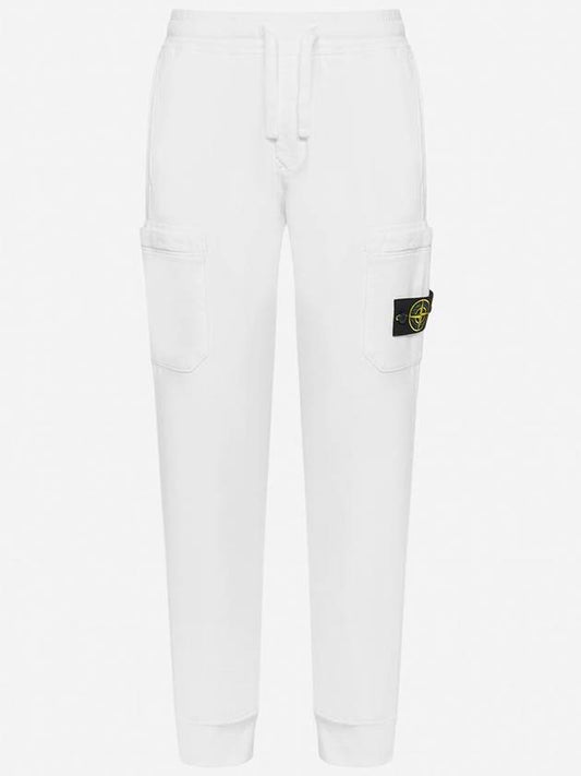 Waffen Patch Cotton Fleece Track Pants White - STONE ISLAND - BALAAN 2