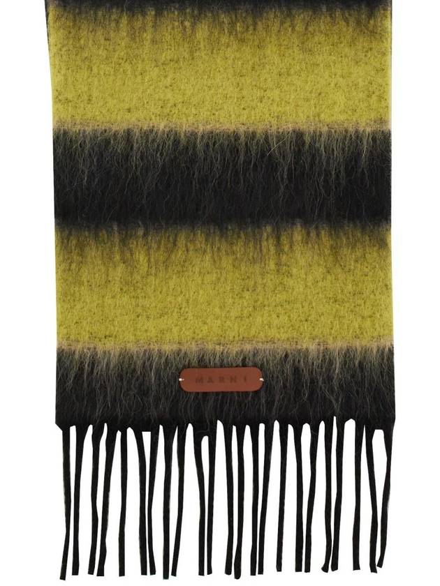 Striped Wool Mohair Muffler Black - MARNI - BALAAN 3