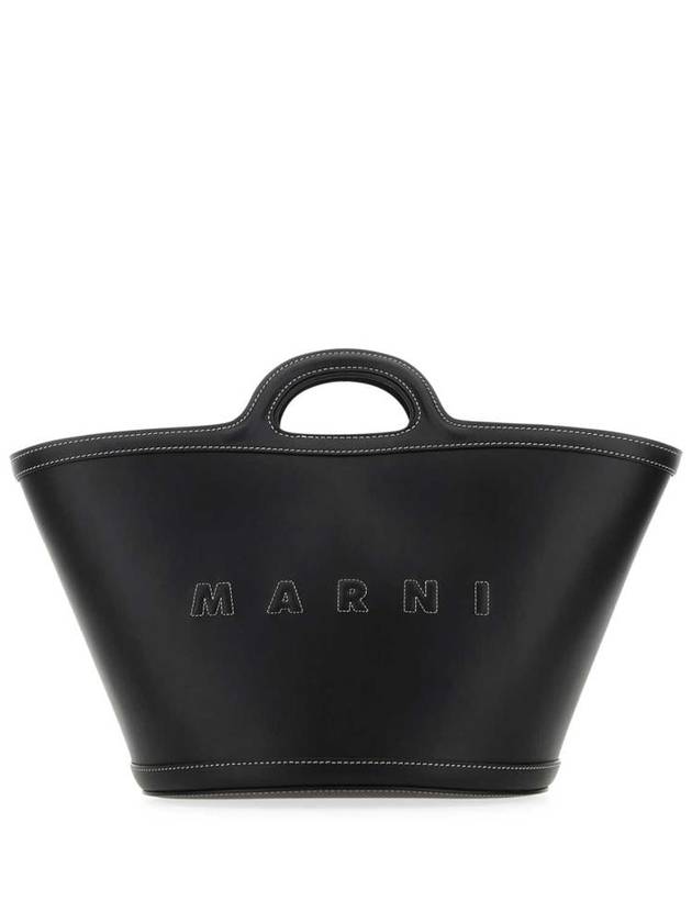 Tropicalia Small Leather Tote Bag Black - MARNI - BALAAN 2