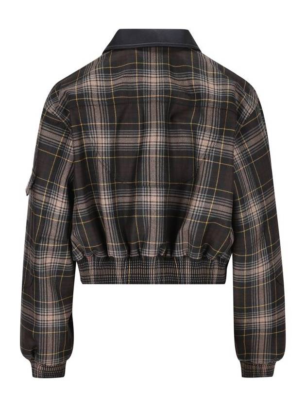 Tartan Wool Bomber Jacket Brown - FENDI - BALAAN 3