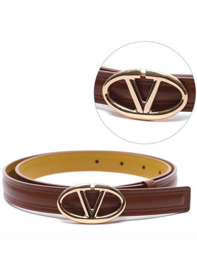 Bold Edition V Logo Signature Leather Belt Brown - VALENTINO - BALAAN 2