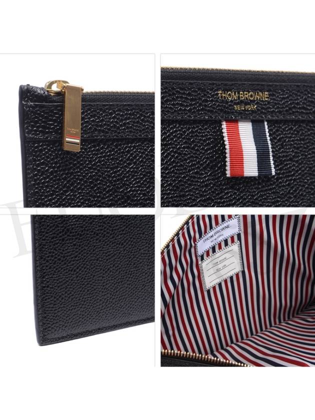 Pebble Grain Leather Large Zipper Laptop Holder Black - THOM BROWNE - BALAAN 6