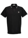 Logo Patch Short Sleeve Polo Shirt Black - STONE ISLAND - BALAAN 2